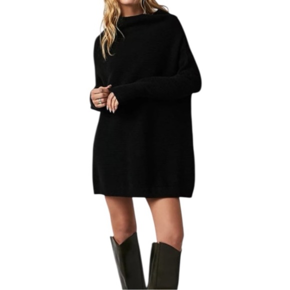 FREE PEOPLE Beach Oversized Slouchy Tunic Pockets Black Size M - Picture 4 of 16